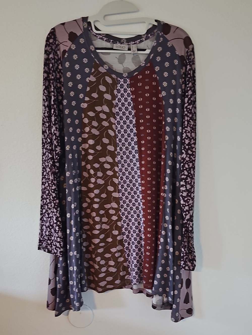 ●●L.O.G.O BY LORI GOLDSTEIN LONG SLEEVE COLORBLOCK TEE NWOT S.M●●
